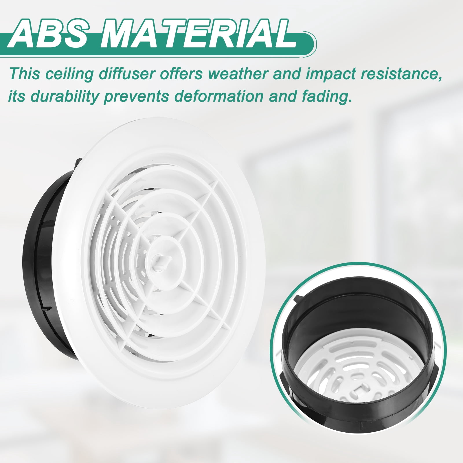Uxcell Soffit Vent 6" ABS Adjustable Round Louvered Vent Cover Grille Cover Ceiling Diffuser for Home Bathroom Office Kitchen Ventilation System