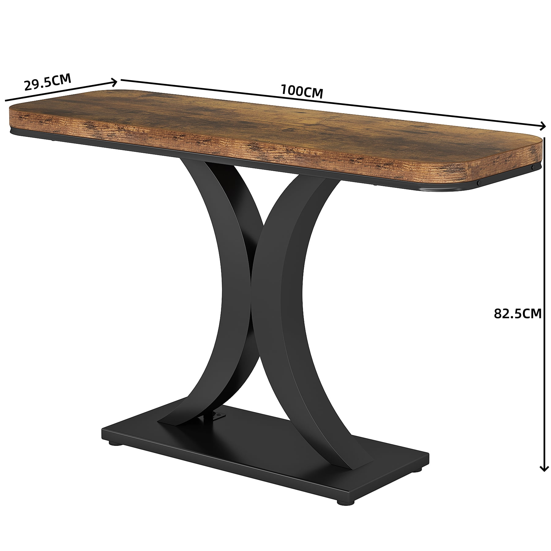 40" Narrow Console Table, Modern Industrial Entryway Foyer Table with Geometric Metal Base