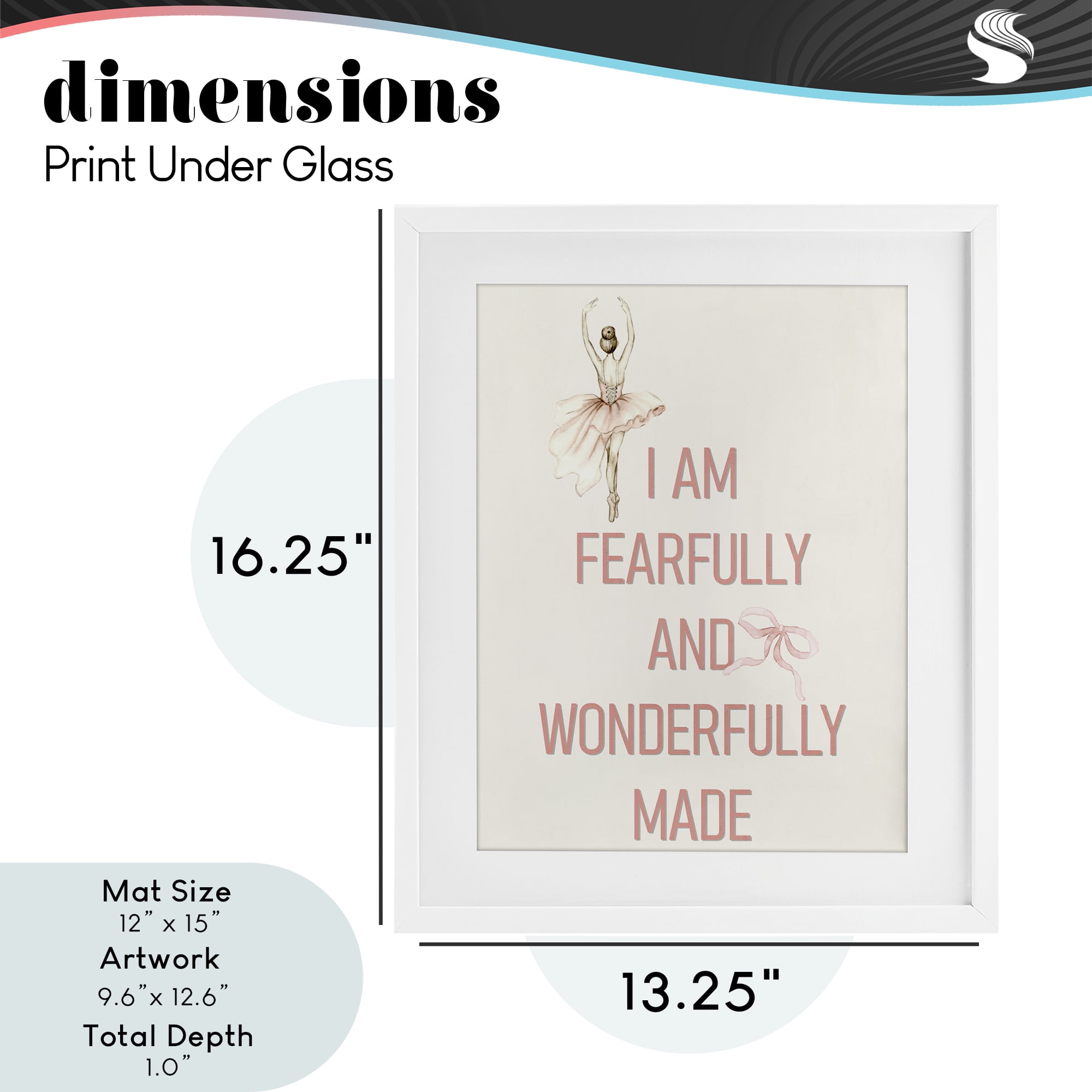Wonderfully Made Ballerina White Framed Print Under Glass, design by Kim Allen