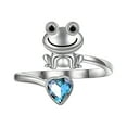 thumbnail image 3 of Wentin Rings Clearance! Fashionable Simple Atmospheric Cute Frog Living Ring Fresh And Versatile Internet Jewelry Sapphire, 3 of 6