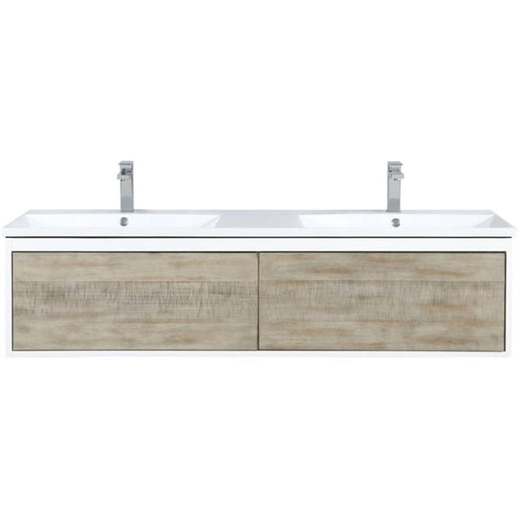 Lexora Home Scopi 60" Double Acrylic Top Bathroom Vanity with Gun Metal Faucet