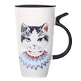 thumbnail image 1 of Ceramic Mug Fashion Cat Printed Milk Mug Coffee Mug Tea Mug with Lid, 1 of 10