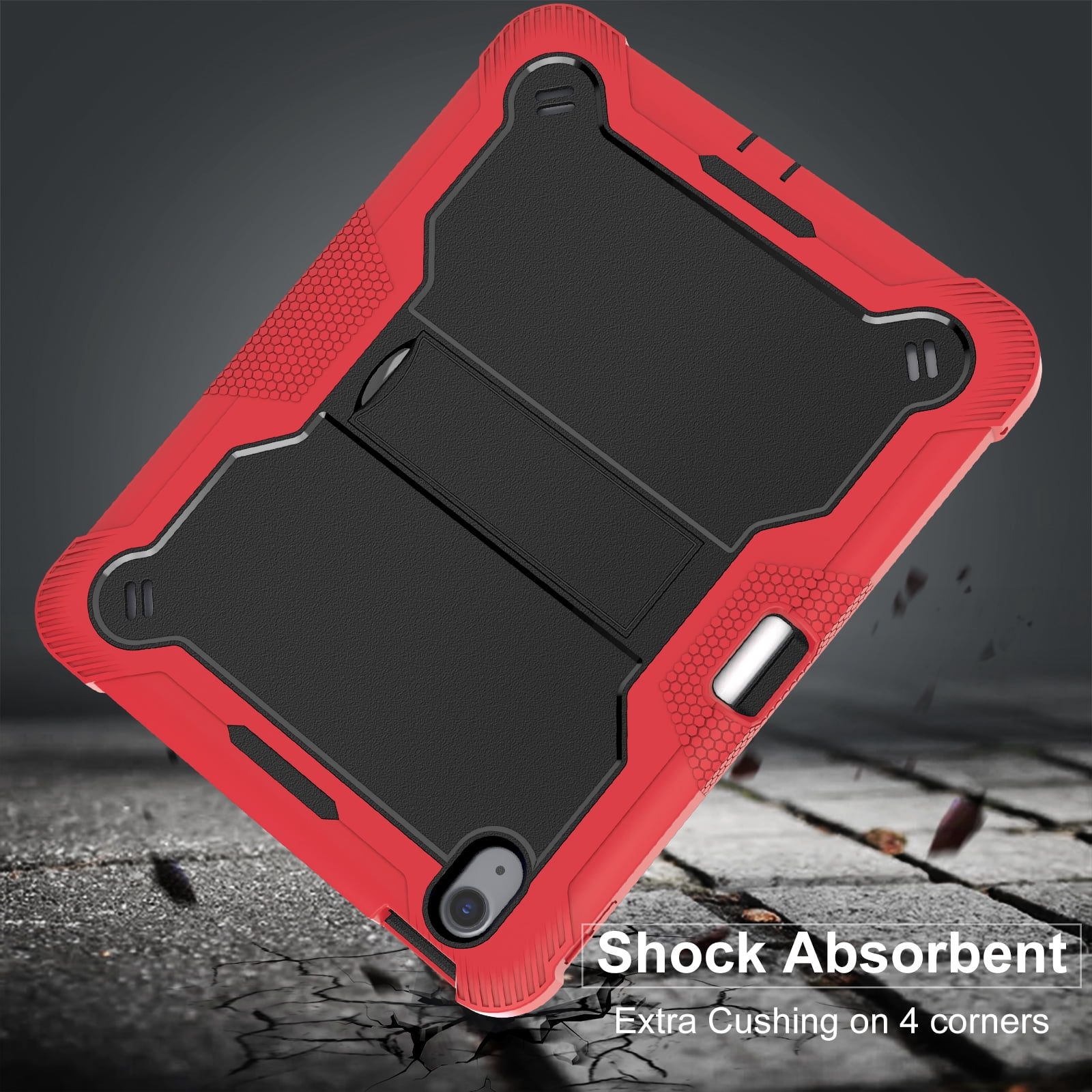 Allytechgroup Rugged Case for Apple iPad Air 11 M4 M3 M2 2026 2025 2024, Dual-Layers Kickstand Anti-Scratch Bumper With Pencil Holder Lightweight Kids Friendly Case Cover for iPad Air 11", Red