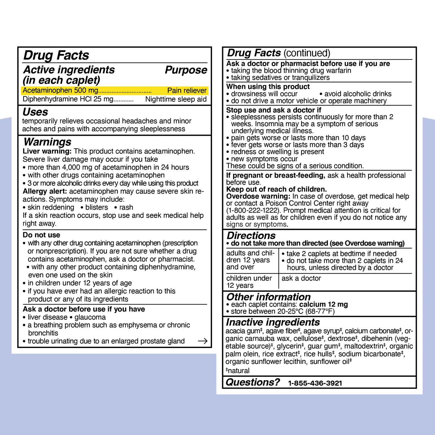 (2 pack) Genexa Extra Strength Pain & Fever PM Acetaminophen & Sleep Aid Caplets, 100 Count