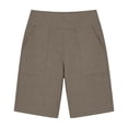thumbnail image 6 of Horkkom Linen Shorts for Women Summer Solid Color Elastic Waist Shorts Casual Vacation Beach Shorts with Pockets L, 6 of 6