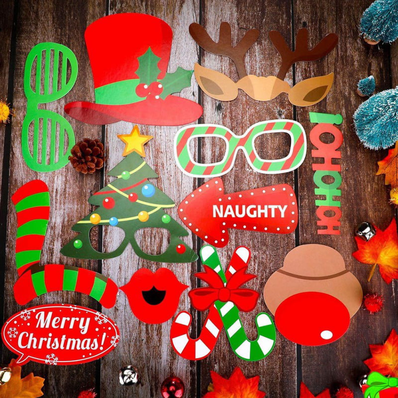 32PCS Christmas Photo Booth Props Novelty Funny Decoration for Xmas 
