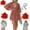 Red, variant on Women's Lace Crochet Romper Dress with Built-In Shorts, V Neck Batwing Sleeves Open Back