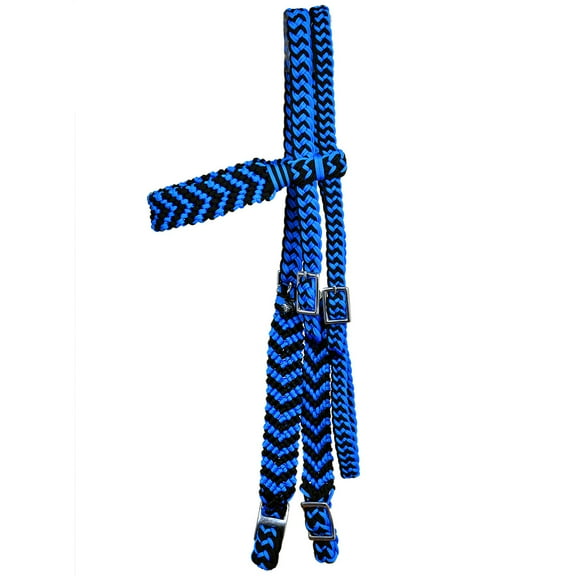 Turquoise / Black Horse Bridle Headstall Flat Braided Paracord Hilason