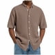 thumbnail image 2 of Blusa y camisa de manga corta con cuello vuelto para hombre, color liso, informal, a la moda, de manga corta, con cuello vuelto y botones, blusa de poliéster para hombre., 2 of 6