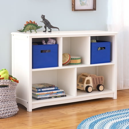 Guidecraft Classic White Bookshelf: Children s 5 Compartment Toy  Bin  Art  Clothes and Book Storage - Wooden Playroom and Bedroom Furniture For Kids