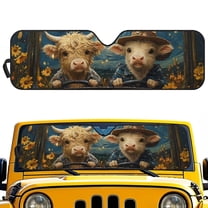 Uorisanigo Foldable Windshield Sun Shade Compatible with Jeep Wrangler Baby Cow Animal Driving Windshield Sunshade fit for Jeep Wrangler Rubicon Sahara TJ JK JKU 2 Door & 4 Door