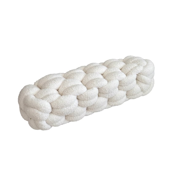 HOARBOEG White Knot Throw Pillows – Cotton Lumbar Pillow, Long Knotted Decorative Throw Pillow for Sofa, Bedroom & Home Decor