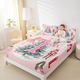 thumbnail image 4 of Homewish Initial T Letter 4pcs King Sheet Set, Pink Christmas Plaid Bedding, 4 of 7