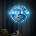 thumbnail image 3 of The World Is Yours Neon Sign, World UV Printed Sign, World Wall Decor, Personalized Gift, Globe Wall Decor(Purple), 3 of 4