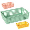 thumbnail image 2 of Here's a polished and engaging product description based on your input:\n\n \n\n**3 Pack Plastic Storage Baskets with Handles – Hollow Out Design for, 2 of 5