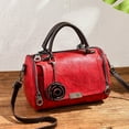 thumbnail image 2 of Barrel Satchel Handbag for Women Faux Leather Crossbody Shoulder Bag Top Handle Work Travel Purse, 2 of 3