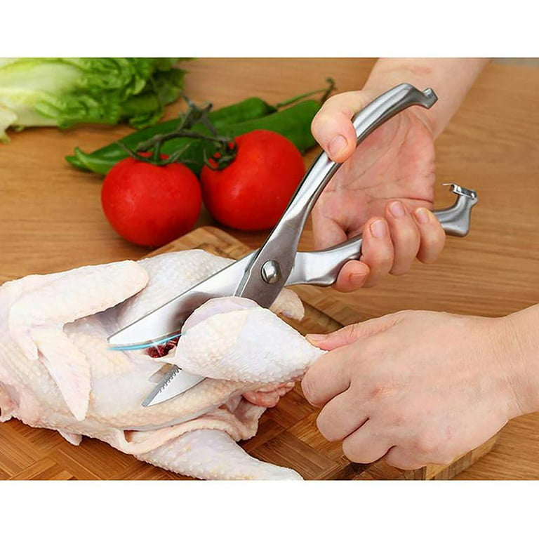 Heavy Duty Stainless Steel Poultry Shears For Bone, Chicken, Meat, Fish,  Seafood, Vegetables. Premium Spring Loaded Food Scissors. All metal Kitchen