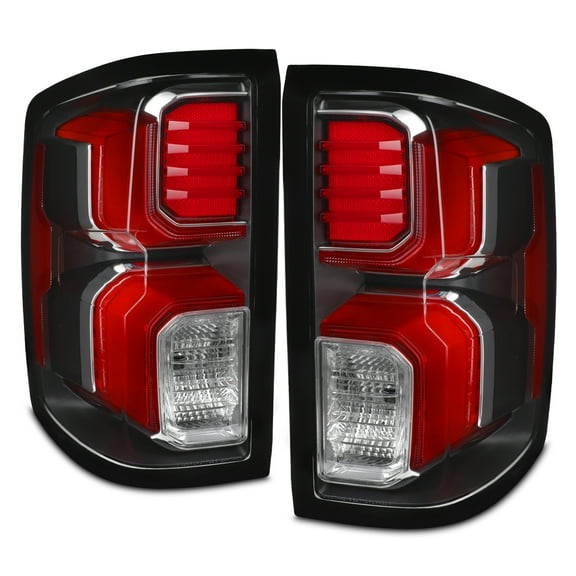 AKKON - Fit 2014-2019 Chevy Silverado 1500 2500 3500HD [Incandescent Upgrade] LED Tail Lights Assembly Driver & Passenger Black Housing Lamp