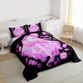 thumbnail image 3 of Manfei Black Pink Ghost Full Size Comforter Sets, Cute Pumpkin Candy Bedding Comforter Set, Princess Cartoon Style Reversible Bedding Sets, Ultra Soft Home Decor, 3pcs, 3 of 8