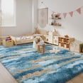 thumbnail image 2 of Janvonne 6x9 Soft Fluffy Area Rugs, Non Slip Floor Mat, Plush Fuzzy Shaggy Floor Rugs for Living Room Bedroom Modern Decor Carpet, Abstract Blue and Yellow, 2 of 8