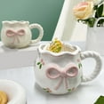thumbnail image 3 of Butterfly Knots Ceramic Cup Drinking Mug With Pink Bowknot Home Office Drinkware, 3 of 19