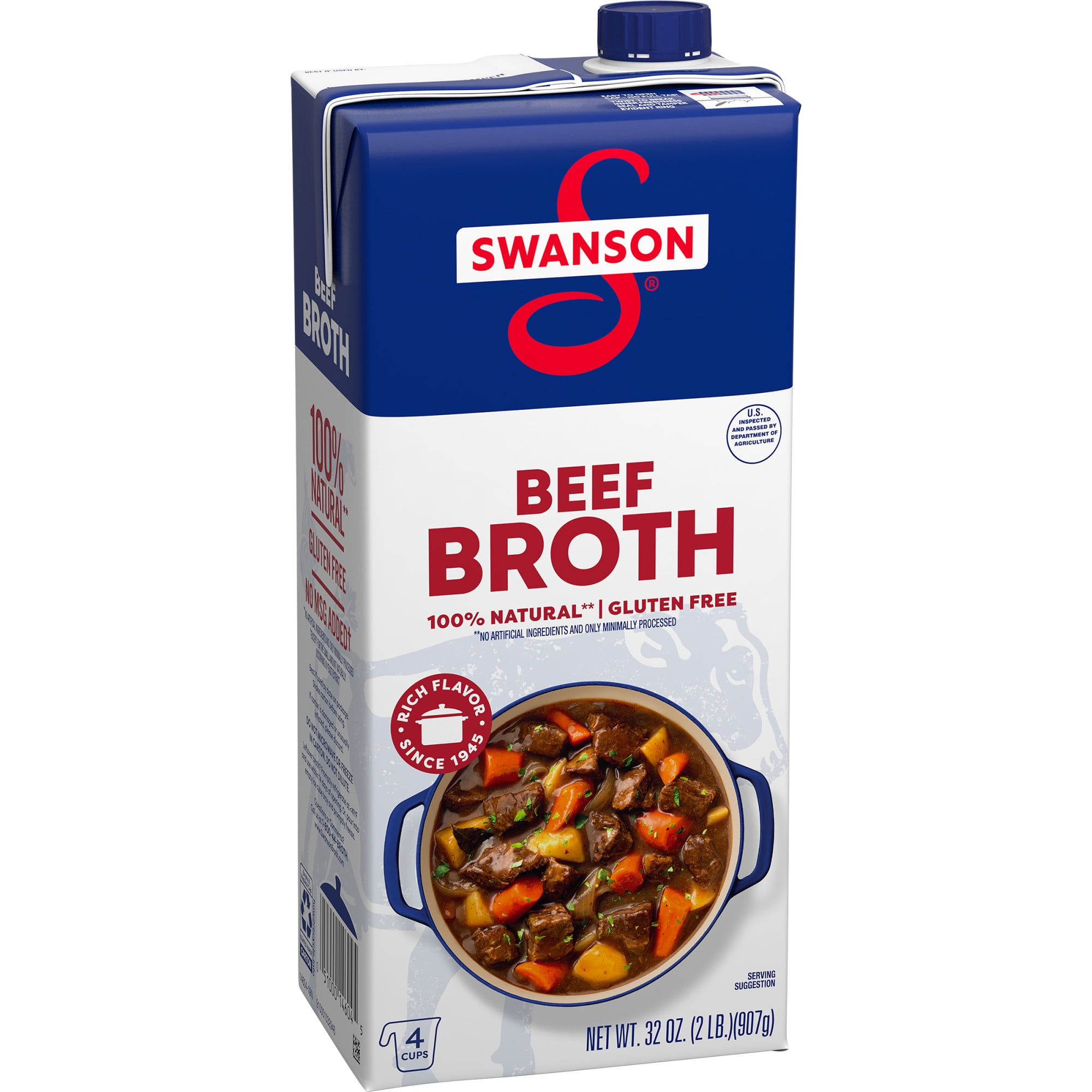 Swanson 100% Natural, Gluten-Free Beef Broth, 32 Oz Carton