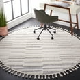 thumbnail image 2 of SAFAVIEH Moroccan Tassel Tom Geometric Striped Shag Area Rug, Beige/Ivory, 6'7" x 6'7" Round, 2 of 8