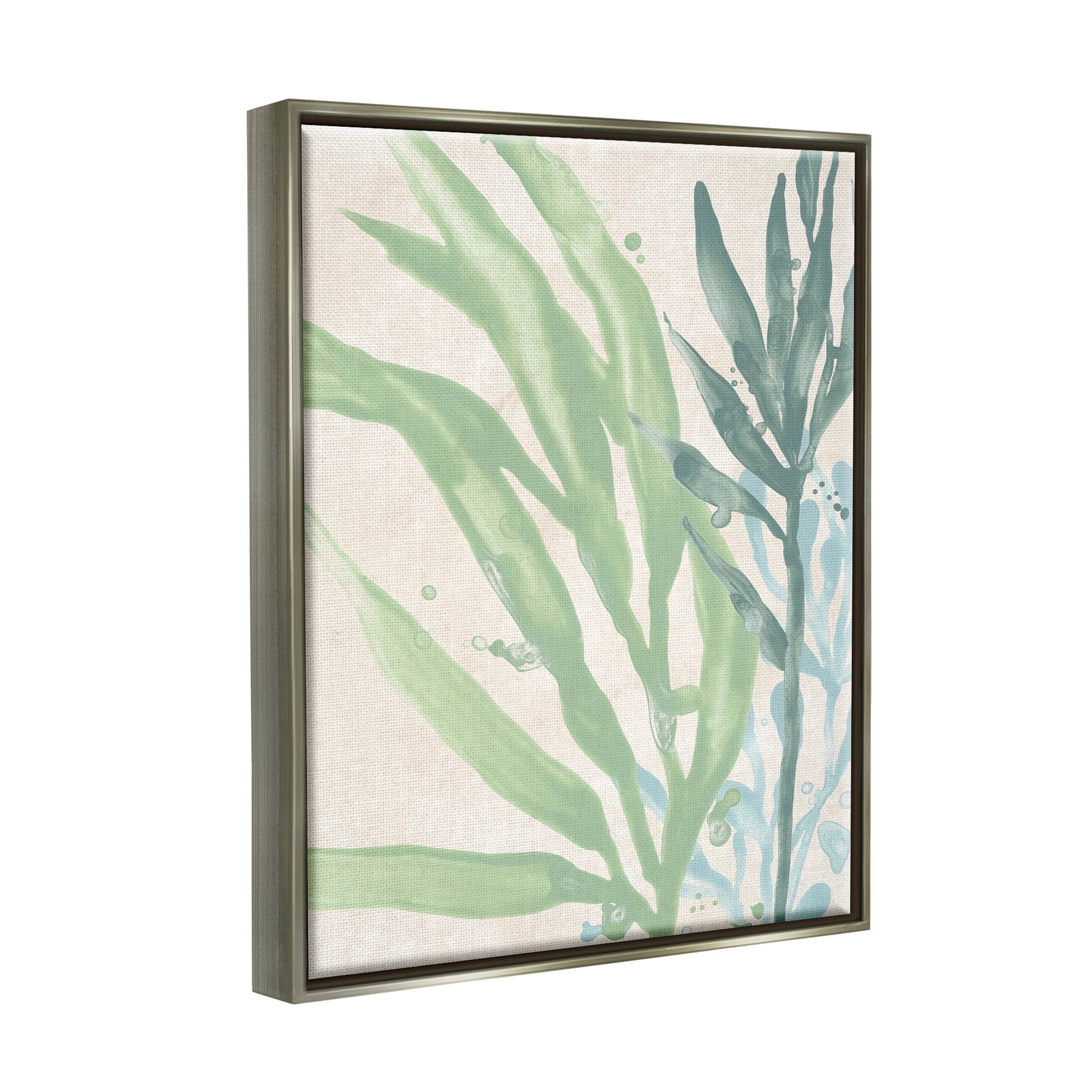 Stupell Industries Flowing Seaweed Underwater Plant Graphic Art Luster Gray Floating Framed Canvas Print Wall Art, Design by June Erica Vess