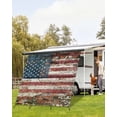 thumbnail image 4 of 4th of July RV Awning Sun Shade Screen 9'X7' Retro American Flag Mesh Sunscreen Rustic Red Brick Wall Awning Shade Screen with Zipper UV Blocker Completed Kits Outdoor Canopy for RV Motorhome Camper, 4 of 7