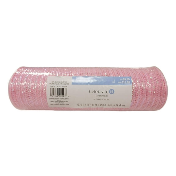 Pink Sparkle Easter Mesh 9.5in x 18ft - Home Decor