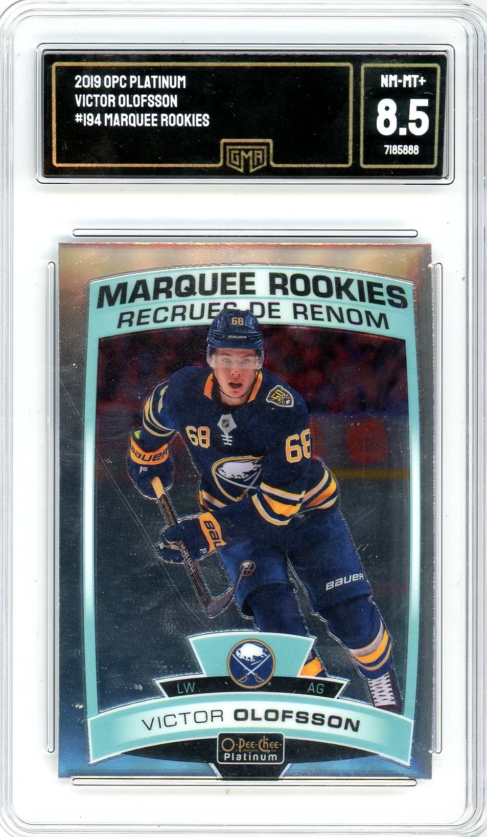 Carte Recrue 2019 O-Pee-Chee Platinum Victor Olofsson Classée 194 GMA 8.5