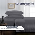 thumbnail image 2 of SGI Bedding 600 TC Twin Size 4 Pc Sheet set - 100% Egyptian Cotton Sheets Sateen Weave, Breathable, 15" Deep Pocket, Hotel Luxury Soft Bed Sheets, Dark Grey Stripe, 2 of 7