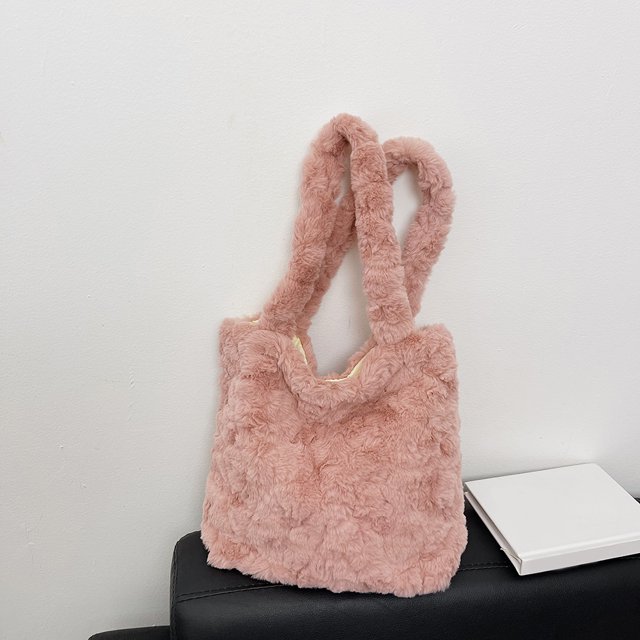 Bolsa de mano Retro para mujer de hombro de felpa Ehuebsd suave y esponjosa portátil de viaje regalo para chica