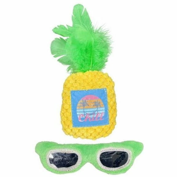 Multipet International  Margaritaville Sunglass & Pineapple Cat Toy - Pack of 2