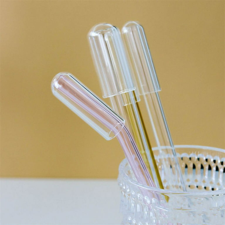 1/4PCS Stainless Steel Straws Clear Lids Dust-Proof Plugs Cup Accessories  Drinking Straw Cap Reusable Glass Straw Plug Straw Tips Cover L 4PCS