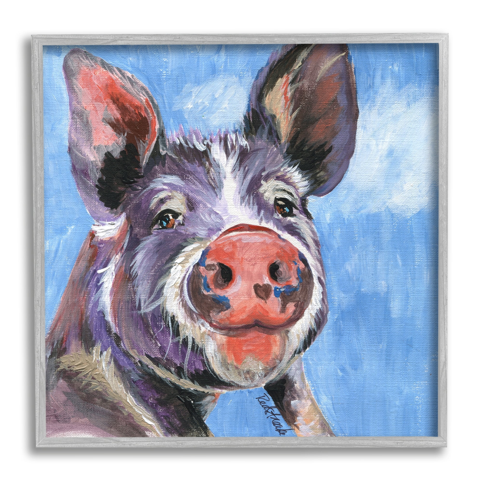 Stupell Industries Intricate Pig Hog Painting Bold Contemporary Strokes Painting Gray Framed Art Print Wall Art, Design by Jennifer Redstreake