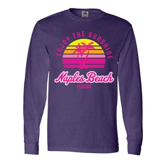 Inktastic Summer Enjoy the Sunshine Naples Beach Florida in Pink Long Sleeve T-Shirt