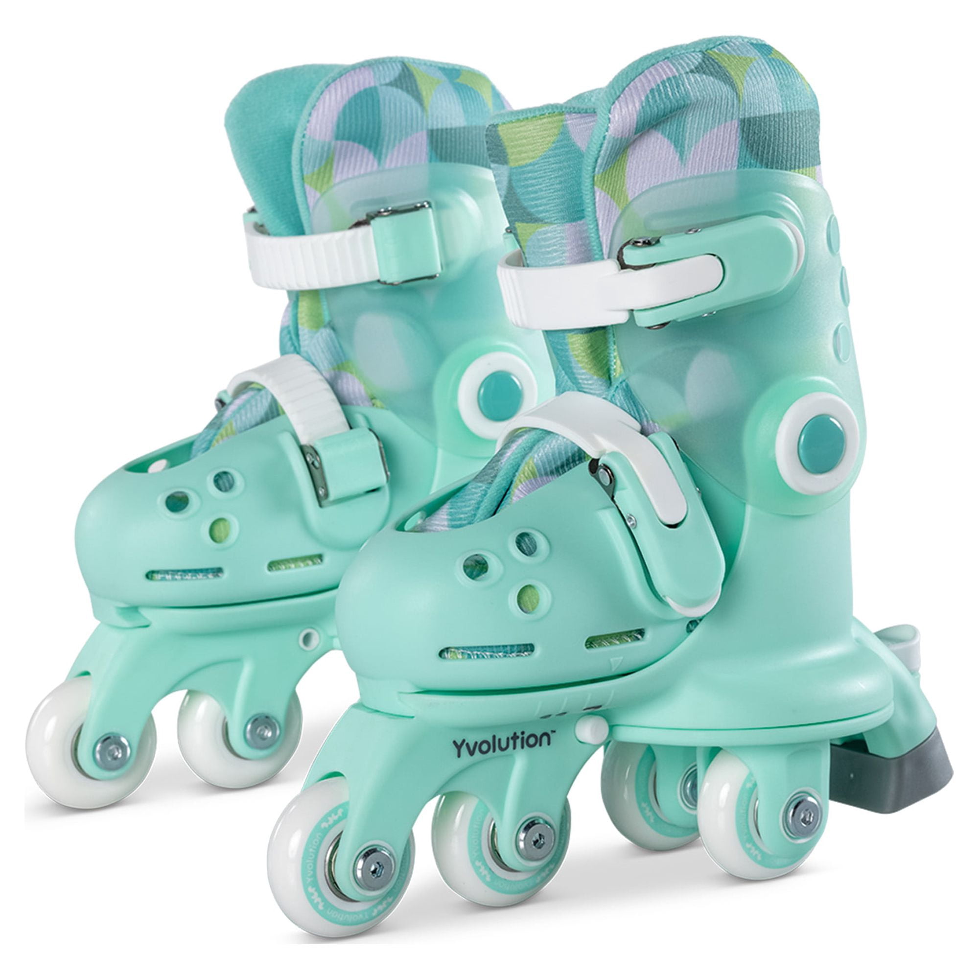 Yvolution Twista Kids Skates, Adjustable Modes, Kids Size 7J-11J, One Pair, Unisex, Green