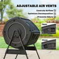 thumbnail image 6 of Outsunny Compost Bin Outdoor, 53 Gal Dual Chamber Tumbling Composter with Adjustable Vents, BPA Free Rotating Tumbling Composter, Black, 6 of 9
