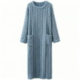 thumbnail image 4 of Long Sleeve Robe for Women Fuzzy Loungewear Oversized Hooded Women's Robes Bath Womens Bathrobe Blue, 4 of 4