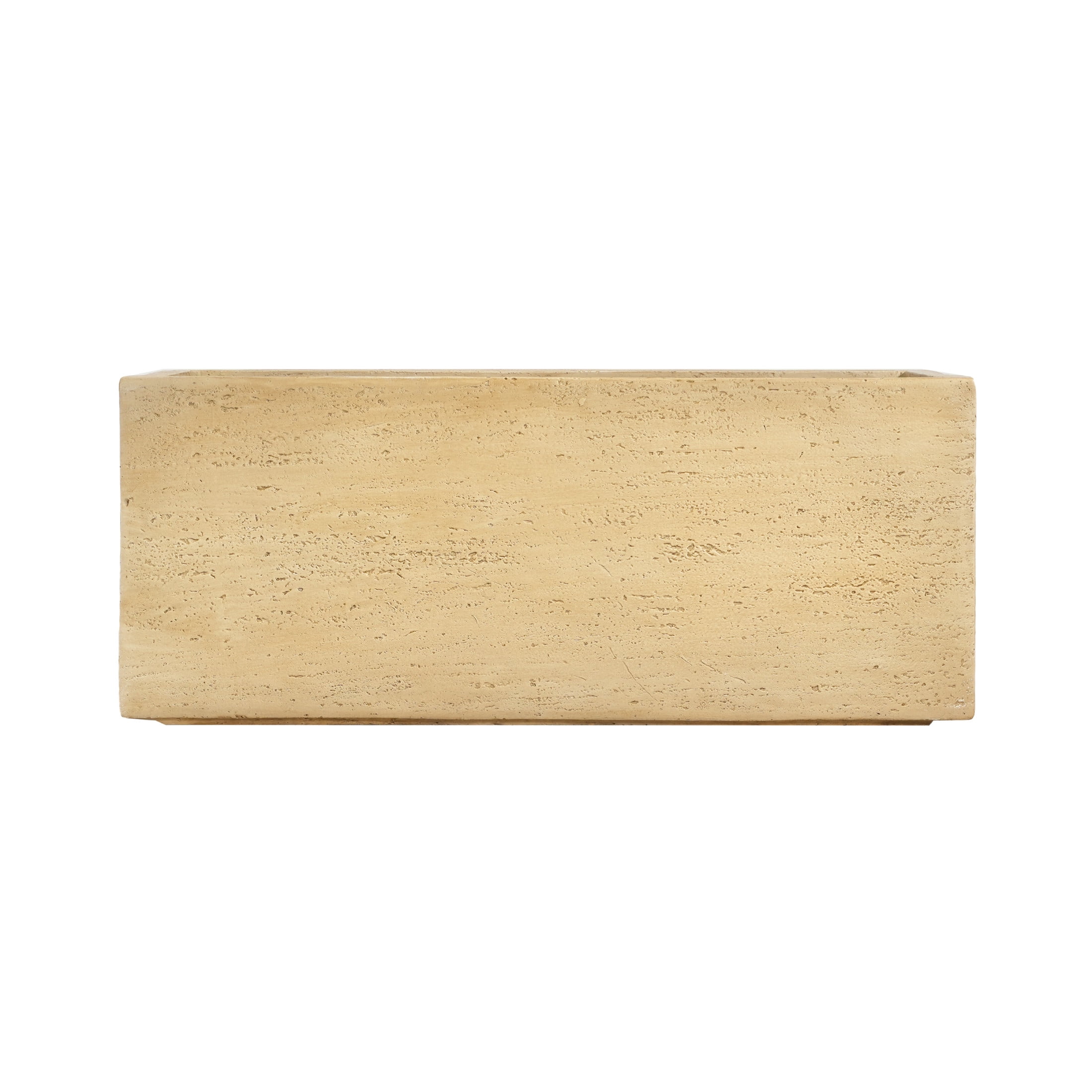 Christopher Knight Home 31.25" Handmade MGO Rectangular Planter Box with Drainage Hole, Travertine Beige, Set of 2