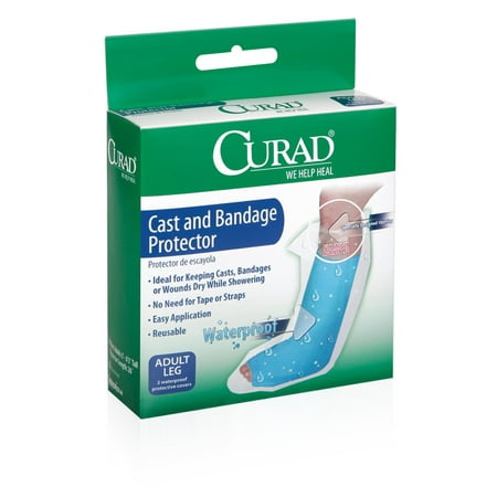 Curad Cast & Bandage Protector, Adult Cast Leg Protector For Shower or Bath, Waterproof, Clear, 2 Count