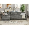 thumbnail image 4 of Furmax 3 Seats L-Shaped Sectional Sofa with Movable Ottoman for Living Room, Fabric Convertible Modular Couch, Gray, 4 of 7
