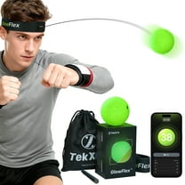 GlowFlex™ Boxing Reflex Ball Glow-in-the-Dark, Counter App & TekXYZ® Online Community, Ideal Gifts for Christmas