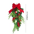 thumbnail image 3 of Costeam Christmas Teardrop Wreath with Pine Cone and Artificial Red Berry and Ribbon Bow for Front Door Wall Hanging Farmhouse Home Decoration Ornaments, 3 of 9