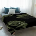thumbnail image 4 of Sage Green Rose Blanket Soft Cozy Warm Throw Blanket for Couch, Plush Fuzzy Flannel Fleece Blankets for Sofa, Vintage Abstract Garden Flower Floral Black Bed Blankets Gifts for Men, 50"x60", 4 of 9