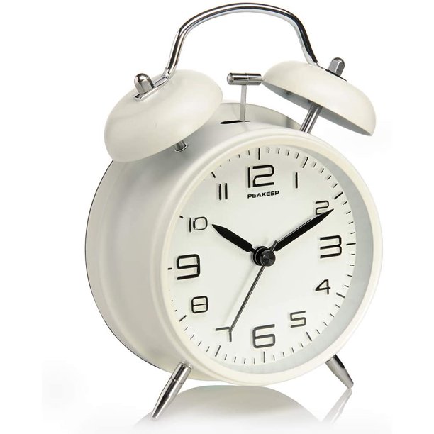 Sufanic Loud Alarm Clock for Heavy Sleepers, 4 inches Analog Clocks, Twin Bell Alarm Clock for
