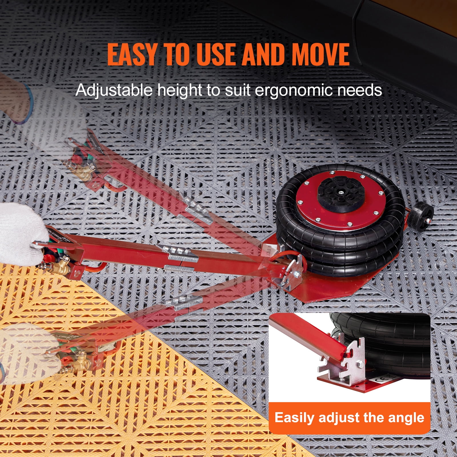 VEVOR Air Jack, 3 Ton/6600 lbs Triple Bag Air Jack, Airbag Jack with Six Steel Pipes, Lift up to 17.7 inch/450 mm, 3-5 s Fast Lifting Pneumatic Jack, with Adjustable Handles for Cars Repair