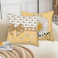 thumbnail image 5 of Daisy Flowers Decorative Throw Pillow Covers 18x18 Inch Set of 4 Yellow White Buffalo Plaid Spring Floral Bowknot Linen Outdoor Cushion Cases Farmhouse Indoor Pillowcase for Home Sofa Couch, 5 of 6