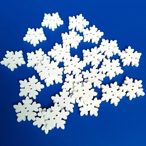 Besufy Button,Christmas White Wooden Snowflakes Buttons for